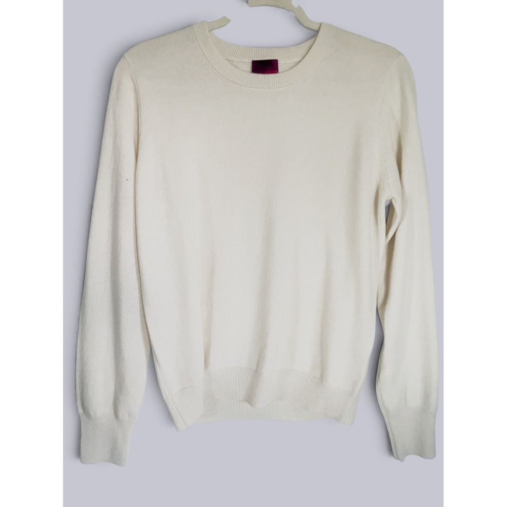 State Cashmere Ivory Crewneck Sweater Mongolian Cashmere Size Large Quiet Luxury